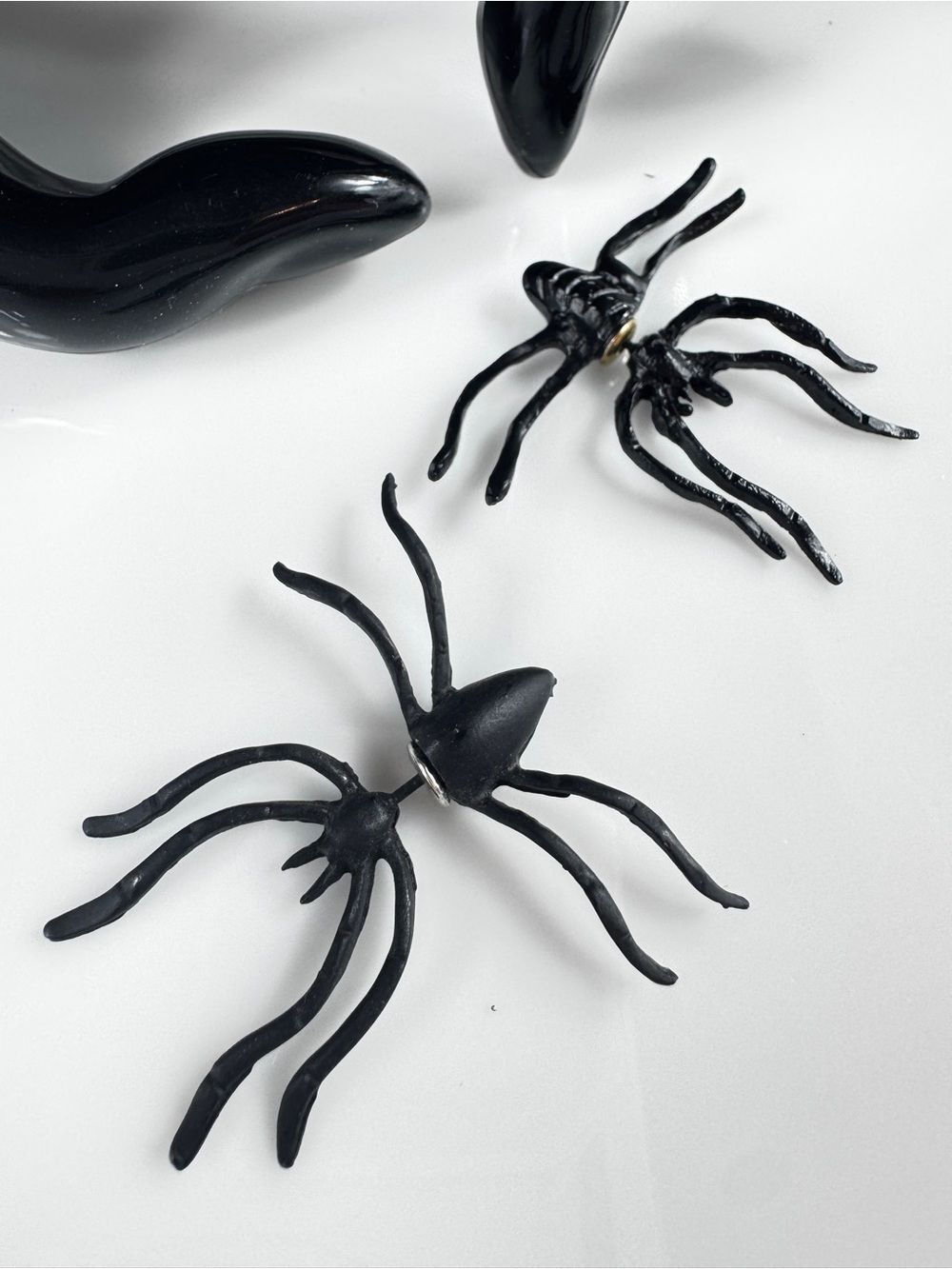 Gothic Black Spider Post Back Earrings